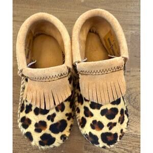 Minnetonka Riley Bootie Infant Size 6 Calf Hair Leopard Cheetah